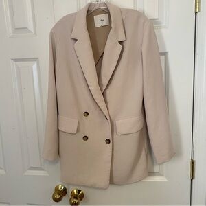 Wilfred aritzia cream button front long oversized jacket blazer s cherelle